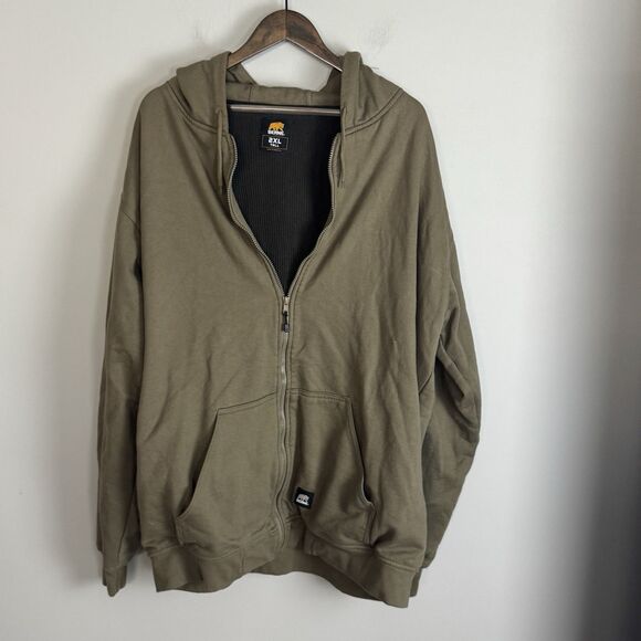 Berne Other - BERNE Mens Army Green Workwear Heavy Hoodie Size 2XLT Insulated Full Zip Lined